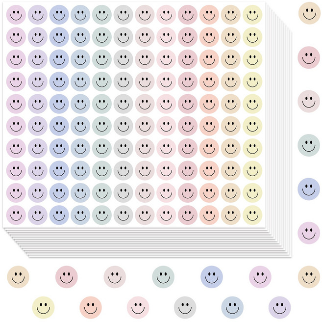 6000Pcs 행복한 미소 얼굴 스티커 둥근 다채로운 행복한 얼굴 스티커 미니 인센티브 스티커 행복한 얼굴 데칼 스티커 학생 교사를위한 학교 교실 보상 행동 차트 스티커, 러블리 핑크, color, 1세트