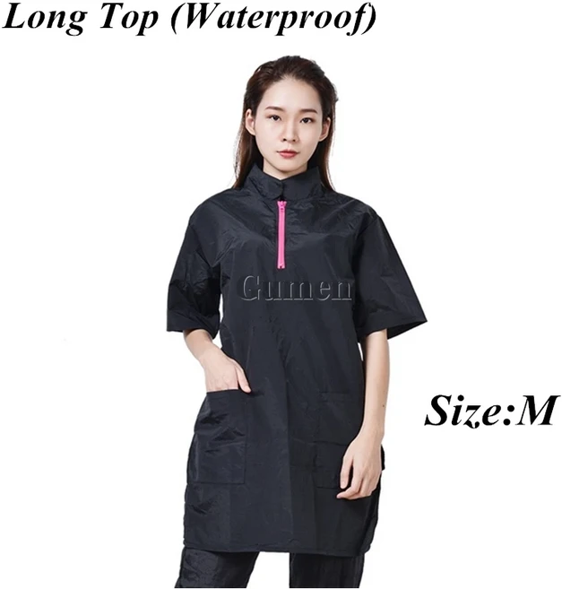 애완 동물 미용 긴 작업복 애완 동물 가게 개 고양이 목욕 방수 작업복 정전기 방지 뒤 Drawstring 미용사, 01 Pink Zipper Top M