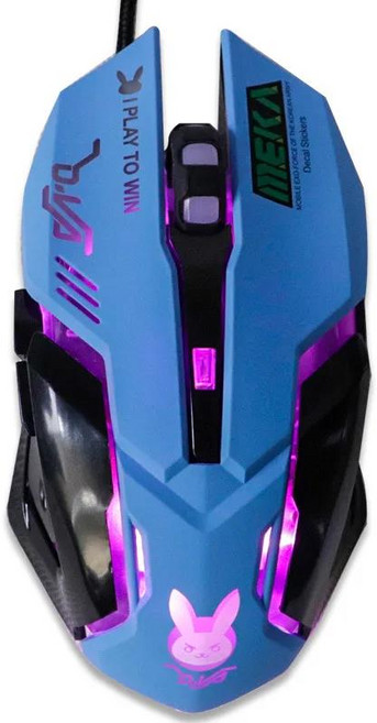 OW 버튼 호흡 LED 백라이트 게임 마우스 D.VA Reaper Overwatch pc 게이머 유선 컴퓨터, 01 파란