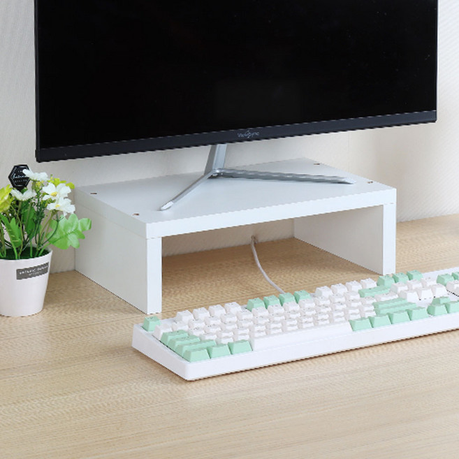 더높은 듀얼 1단 모니터받침대 330x230x108mm, 화이트
