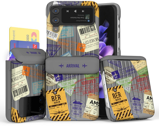 이디즌 갤럭시 제트Z플립4 케이스 반자동 힌지 슬림 풀커버 캐리어 디자인 / luggage design 카드2장 수납 힌지아머-S
