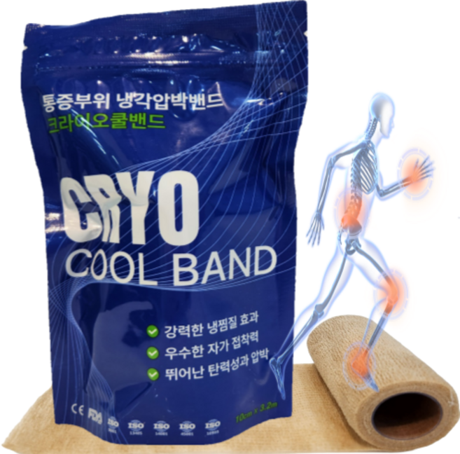CRYO 쿨밴드 자가점착밴드 멘솔 아이스 의료용 붕대, 1개, 1롤