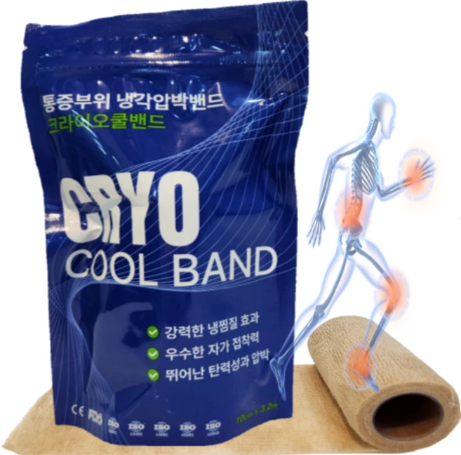 CRYO 쿨밴드 자가점착밴드 멘솔 아이스 의료용 붕대, 1개, 1롤 - 쿠팡