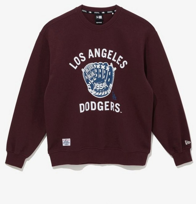 NEW ERA MLB LA 다저스 글러브 맨투맨 버건디 14742041