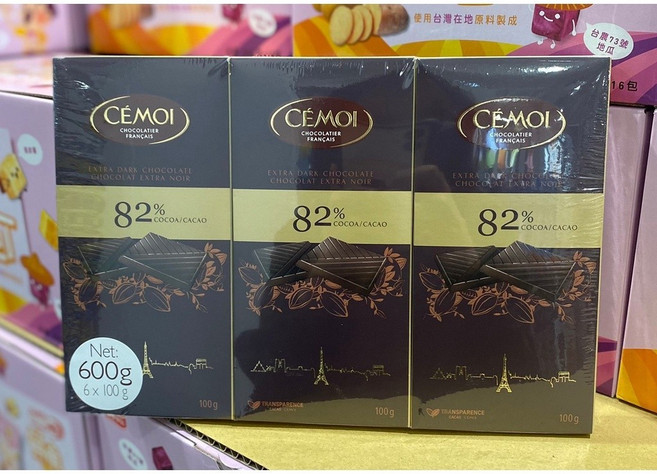 CEMOI 82% 黑巧克力 6入禮盒, 100g, 6個