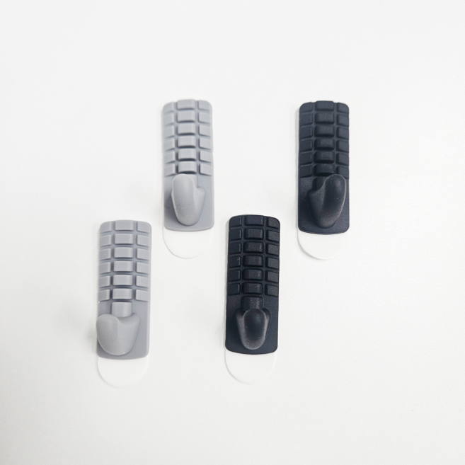 [킹고리 1000] 캐리어 실리콘 다용도 걸이, 1세트, 블랙2P&그레이2P