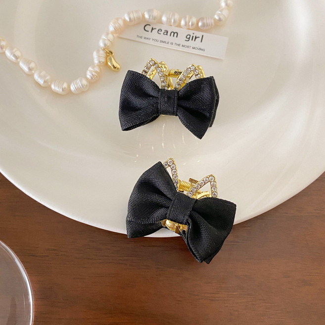 兒童可愛立體兔耳朵蝴蝶結髮夾小女孩抓夾四季女童頭飾寶寶髮卡女1135F2黑色貓耳朵2件默認顏色