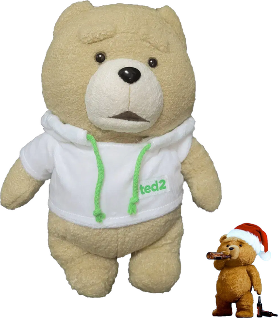 TED2 영화 속 19곰 테드 후드티 입은 귀여운 곰돌이 베어 애착 봉제 인형, 1개, 혼합색상, 35cm
