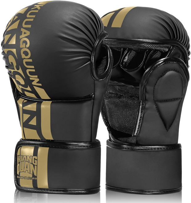 FIVING 권투 글러브 mma 타이 트레이닝 글러브 성인 남녀 공용, 1세트, 블랙+골드