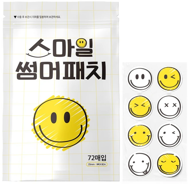 스마일 썸머패치 유아 야외활동 스티커 72P, 1개 - 쿠팡