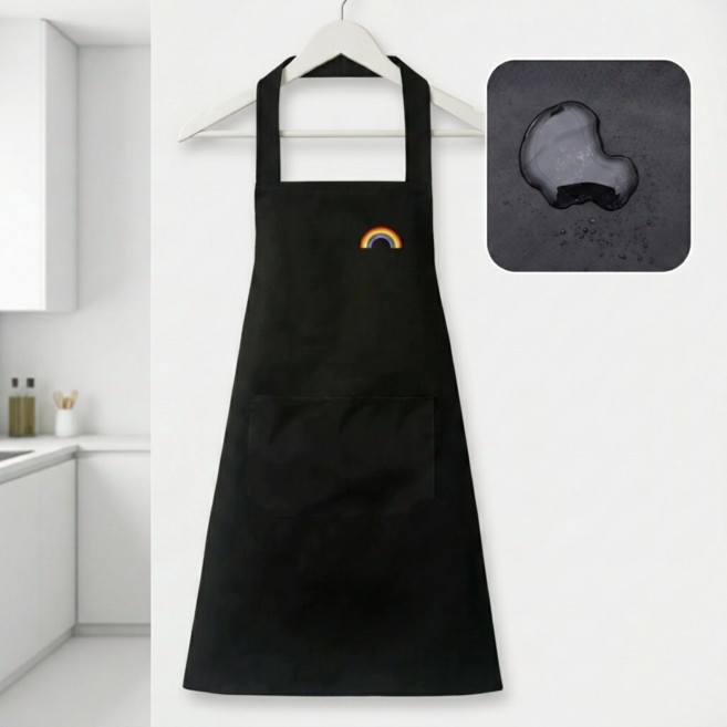 일상쓰임 방수 남녀 공용 주방 업소용 작업용 앞치마, 1개, 블랙(Black)
