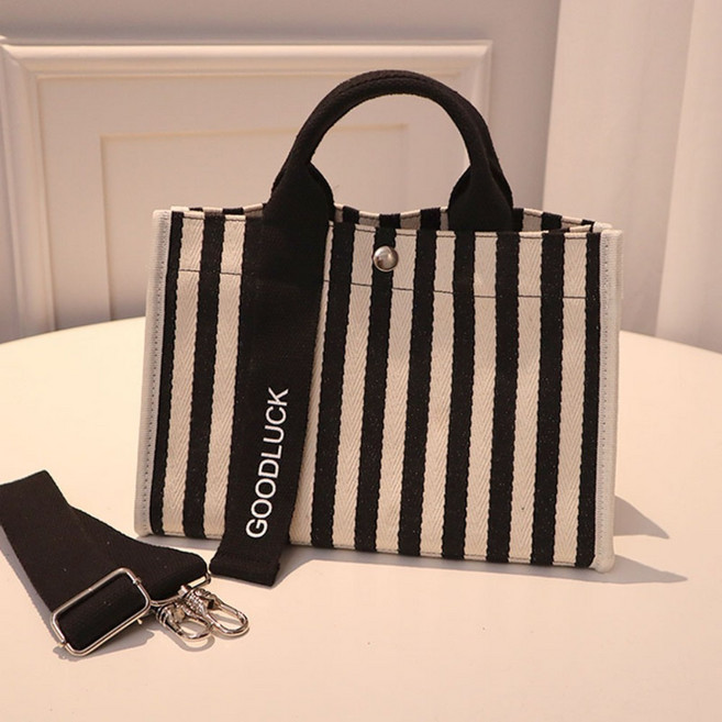 스트라이프 토트 크로스 만능 에코 핸드백 도시락 마린캔버스 가방