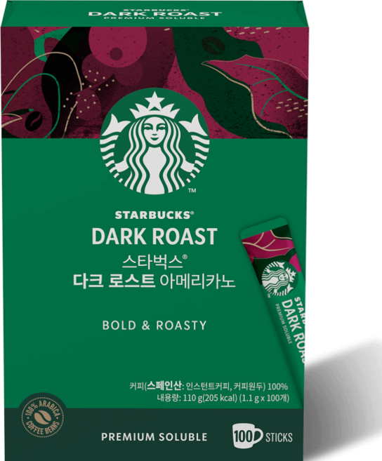 스타벅스 다크 로스트 아메리카노 원두커피믹스, 1.1g, 100개입, 1개