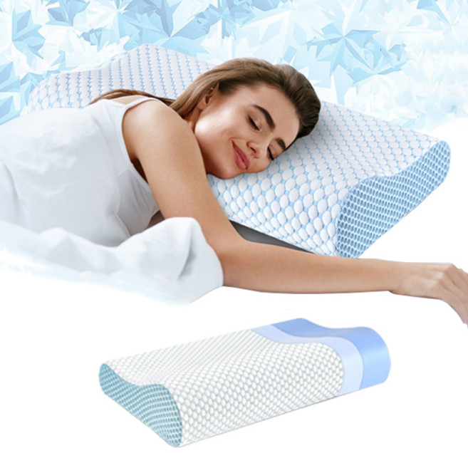 고밀도 메모리폼 베개 + 베개커버 항균 경추 배개 뉴시나리오, 1개, 파란색