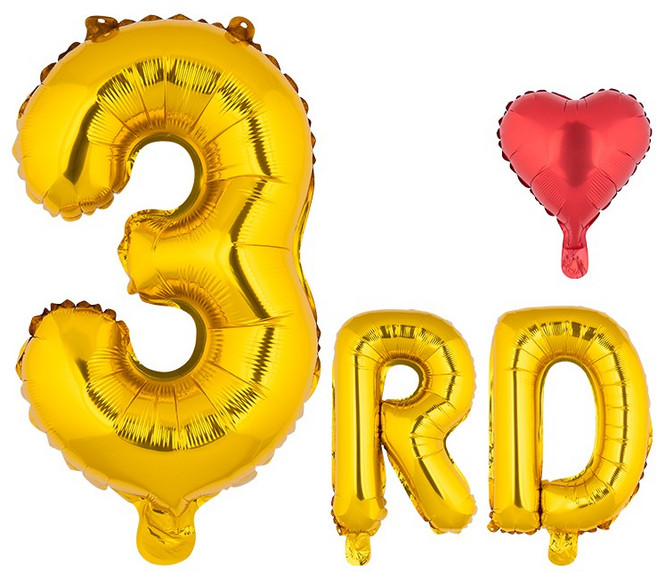 아트포유 1주년 첫돌 두돌 세돌 기념일 풍선 세트 4P, 1개, 옐로우 골드 3rd