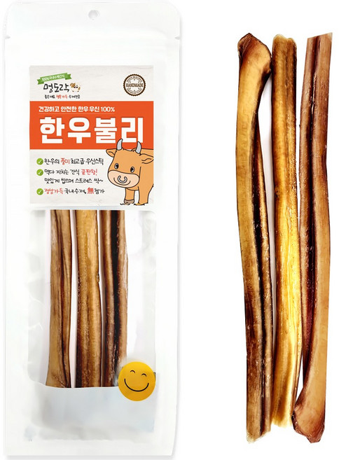 멍도락 한우불리스틱 천연콜라겐 오래먹는껌 100%한우우신 강아지수제간식, 한우우신 대형, 60g, 3개