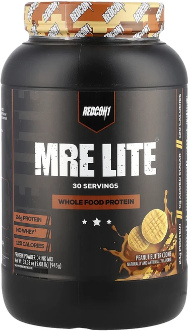 Redcon1 MRE Lite® 천연 식품 단백질 분말 땅콩버터 쿠키 945g(2.08lb), Redcon1MRELite천연식품단백질분말땅콩버터쿠키9, 945g, 1개 - 쿠팡