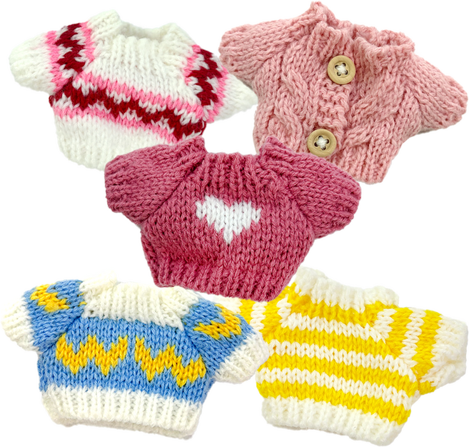 픽101 모루인형 의상 소품 세트 모루 꾸미기 재료 니트 악세사리 부자재 10cm 15cm, 1개, 살랑 봄 세트