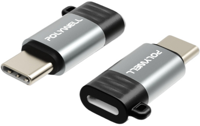 POLYWELL Lightning母 轉 Type-C公 轉接頭, Type-C 轉 L【１０Ｗ】, 1個, 28cm
