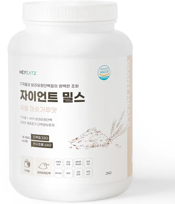 프리미엄 곡물 탄수화물 살찌는 보충제 WPI 게이너 벌크업 프로틴 자이언트 밀스 2KG, 1개 - 쿠팡