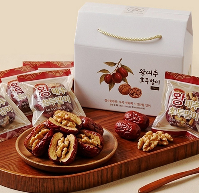 지브로와 중국 프리미엄 자연 그대로 건강 간식 왕대추 호두말이 450g 선물박스 포장, 1개