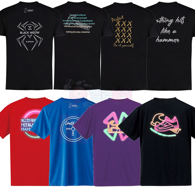 햄머 - 플래티넘 볼링 티셔츠 라운드 볼링 티셔츠 [14가지] / 남여 공용 / 기능성 원단 / 클럽티 / 단체복 인쇄 가능