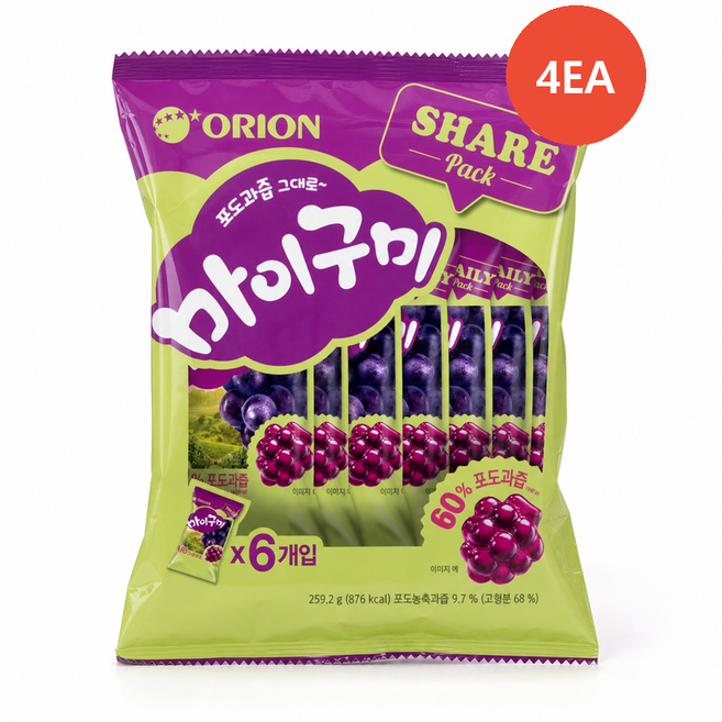 오리온 마이구미 포도 (259G), 259g, 4개