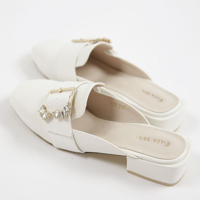 빅사이즈 발편한 큐빅 버클 뮬 슬리퍼 3cm 여성블로퍼