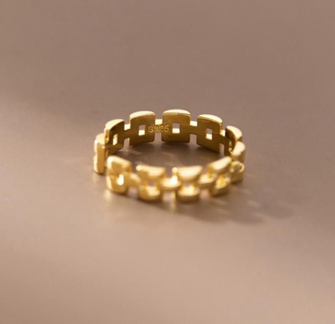 에르모사제이 R095 실버 925 슬림 스퀘어 체인 오픈링 은 반지