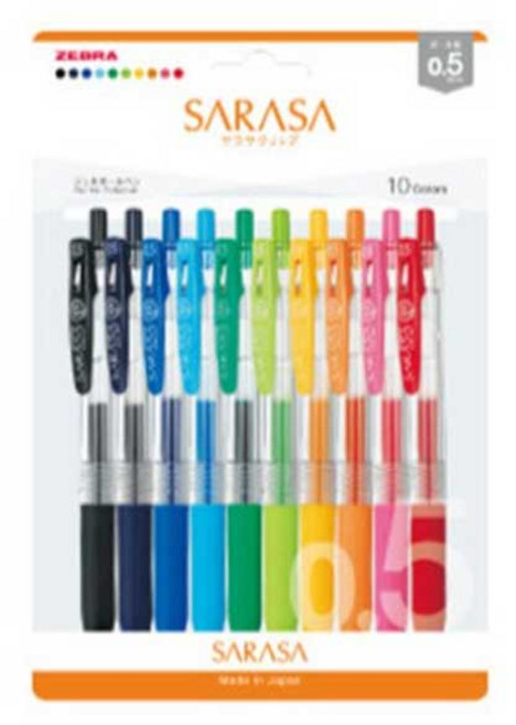제브라 사라사 클립 펜 10종 세트 0.5mm, 혼합색상, 1세트