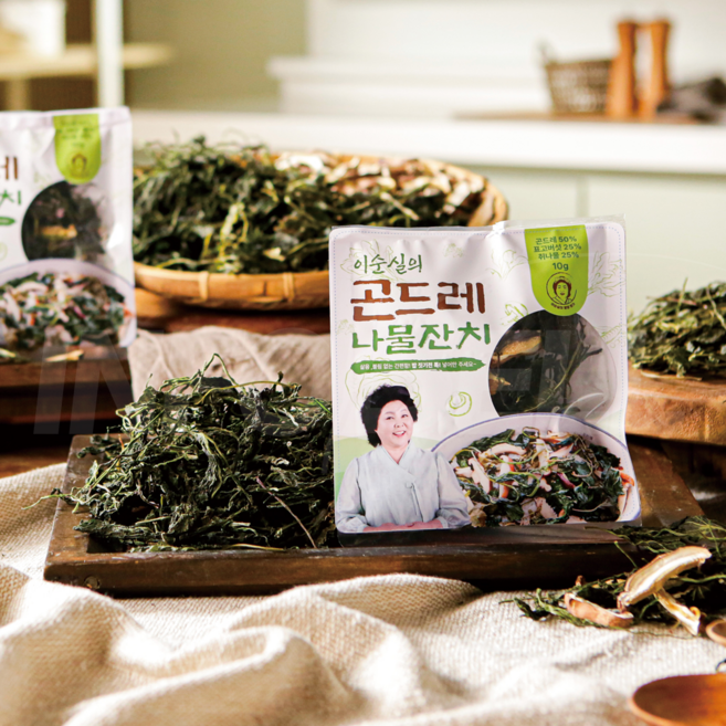 [TV홈쇼핑정품 인포벨]이순실 곤드레 나물잔치 삶은나물 간편조리 반찬 국산 나물 비빔밥 표고버섯 취나물, 1세트, 100g