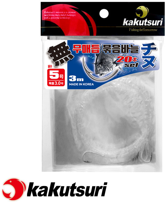 카쿠쯔리 무매듭 묶음바늘 지누 20본 일본산수지목줄 인장력탁월, 20개, 1개입