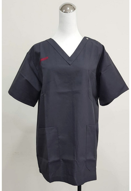 萊亞生活館 V字領刷手服 套裝 台灣製, 深灰色(全套),L, 1個