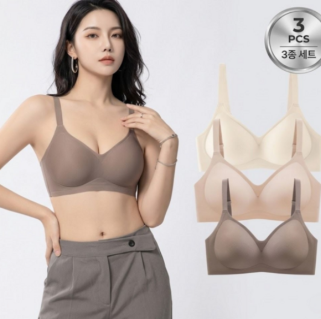 luckeep 여성용 편안한 노와이어브라 심리스 브래지어 3종 세트