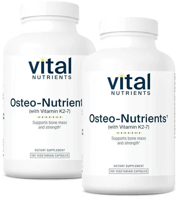 바이탈 뉴트리언츠 오스테오-뉴트리언트 비타민 K2-7 D3 칼슘 마그네슘 캡슐 Vital Nutrients Osteo-Nutrients, 2개, 180정 - 쿠팡