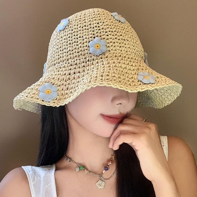 夏季女士防曬編織草帽