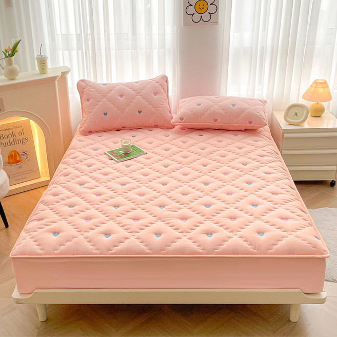 사랑 누빔 자수 방수 매트리스 커버
