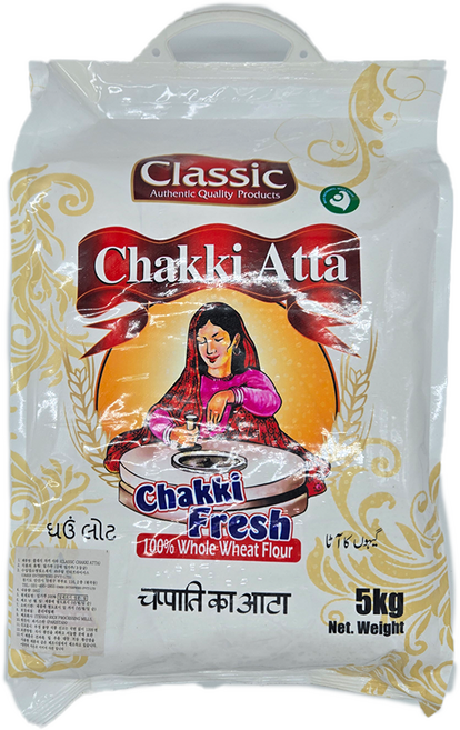 Classic Chakki Atta 100% Whole Wheat 클래식 차키 아타 100% 통밀가루, 4개, 5kg