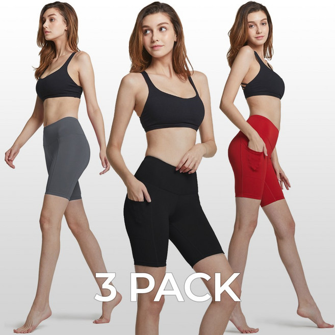 애슬리오 요가 하이웨이스트 포켓 반바지 3팩 AO-YSP32