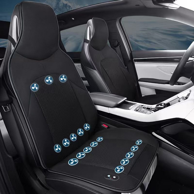 HU LULU 차량용 퀀텀16팬 통풍 쿨링시트 커버 차량 쿨 여름 차량용 통풍시트, 1개, 블랙24V