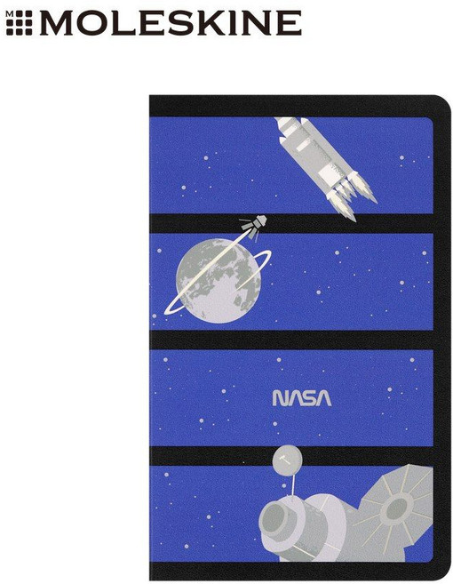 MOLESKINE NASA靈感限量 L型夜光輕便型空白筆記本, 1個, 白色