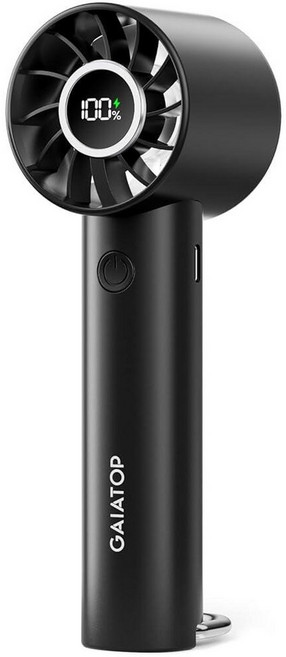 Gaiatop 휴대용 미니 팬 전원 디스플레이 손전등이 있는 3가지 속도 핸드헬드 팬 USB 충전식 배터리 경량 개인 냉각 장치 여성 남성 실내 실외 여행용 블랙