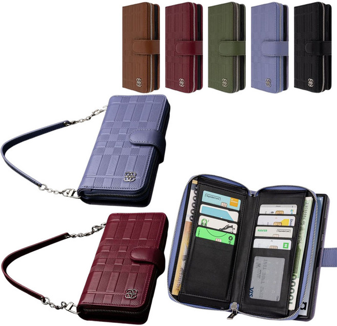 갤럭시 퀀텀5 SM-A556S (클리올릴) 천연소가죽 휴대폰 케이스 (볼케이논) 손목스트랩 지퍼형 카드수납 지갑스타일 다이어리