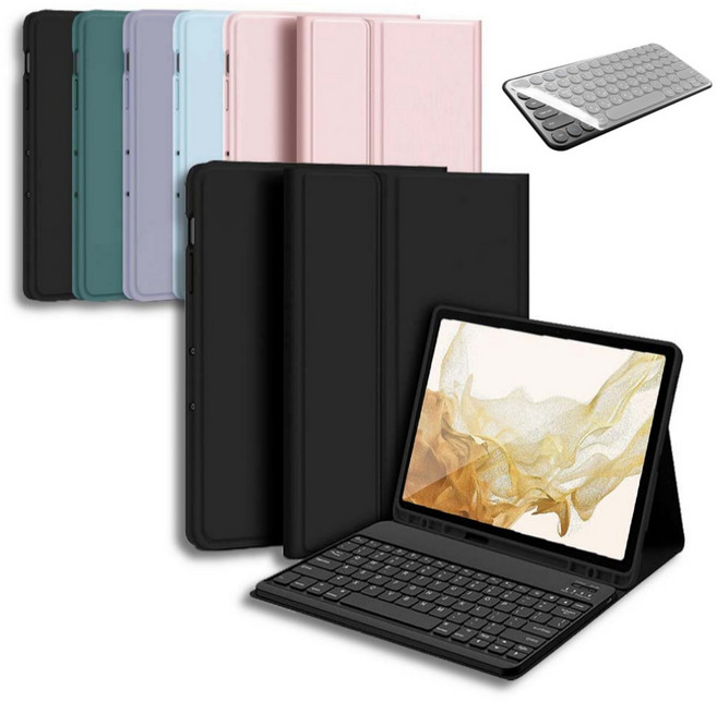 삼성 갤럭시탭 S8+ 12.4인치 호환 블루투스 키보드 케이스 북커버 플러스 S펜수납 SM-X800N X805N X806N 케이스나라, 소다, 1개