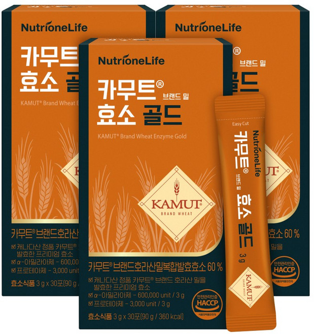 [무료배송/오늘출발] 뉴트리원 카무트효소 골드 곡물맛 발효효소 세트구성, 90g, 3개