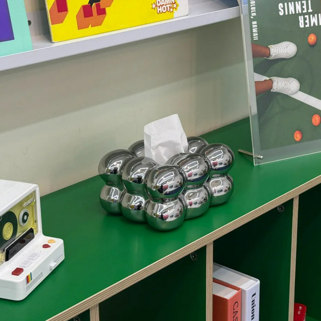 버블 티슈케이스 구름 세라믹 화장지 케이스 도자기 휴지커버 미니티슈, 메탈실버, 1개