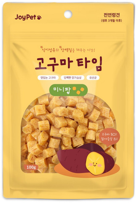 조이펫 강아지간식 고구마타임 미니팝 100g, 고구마, 1개