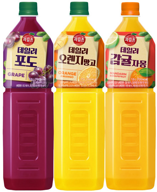 해태 과일촌 감귤자몽, 3개, 1.5L
