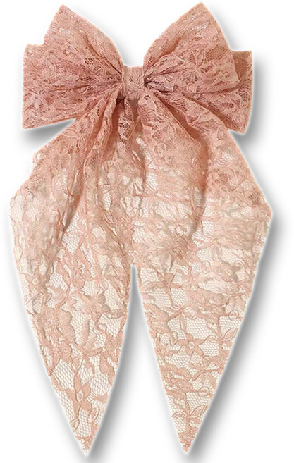 하이유니 [소녀감성] 리본 메시 자수 레이스 자동핀 헤어핀