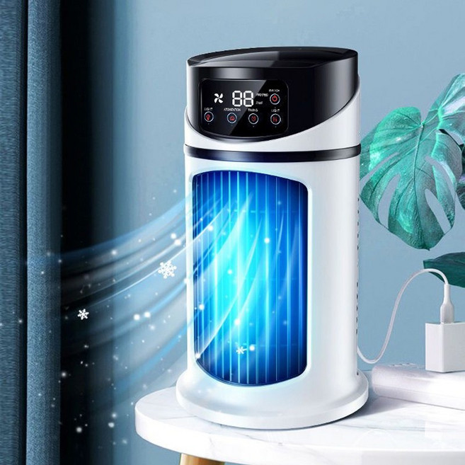 YONO 미니 냉풍기 저소음 가정용 업소용 아이스 냉풍기, 화이트